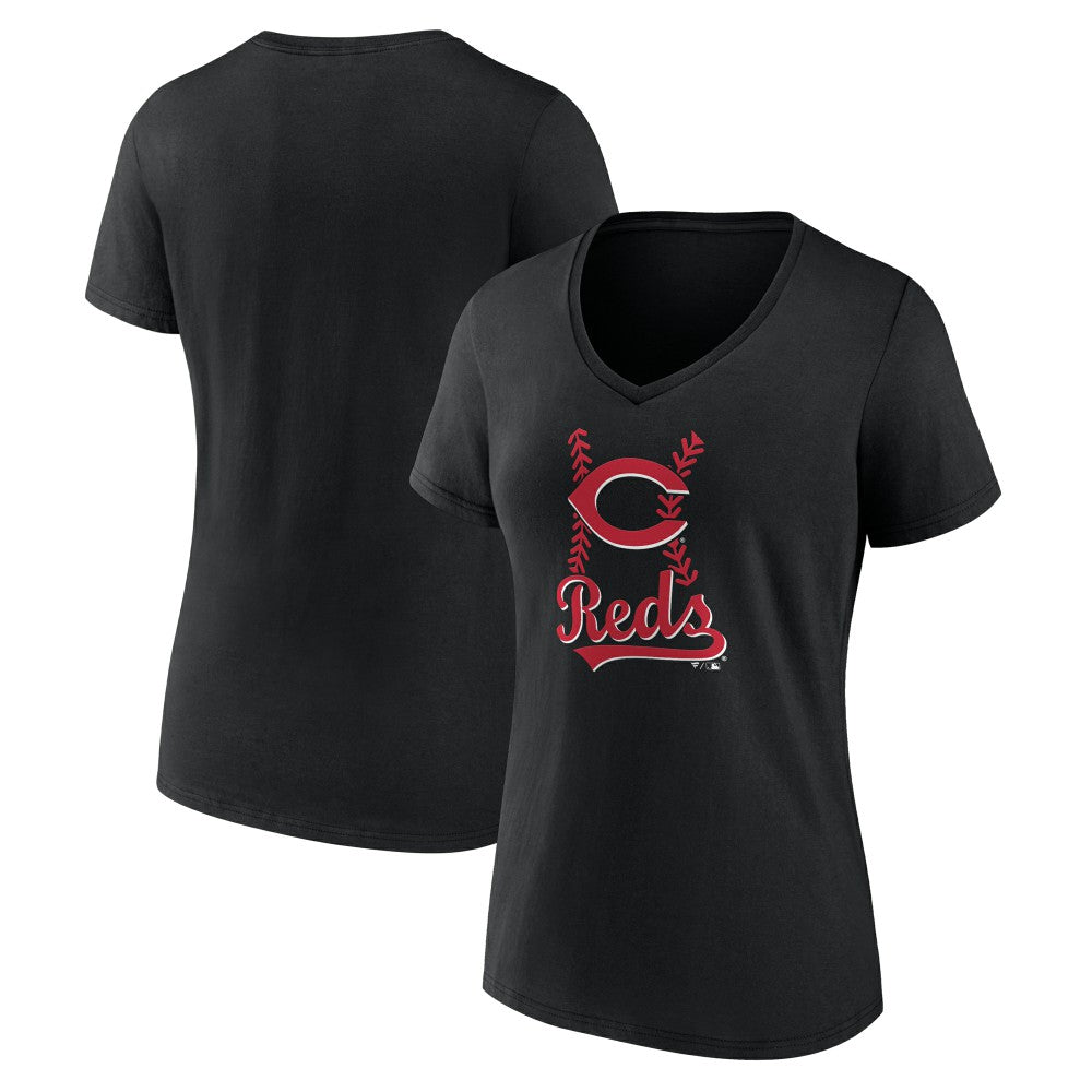 Cincinnati Reds Women's Fastball V-Neck T-Shirt | MLB New