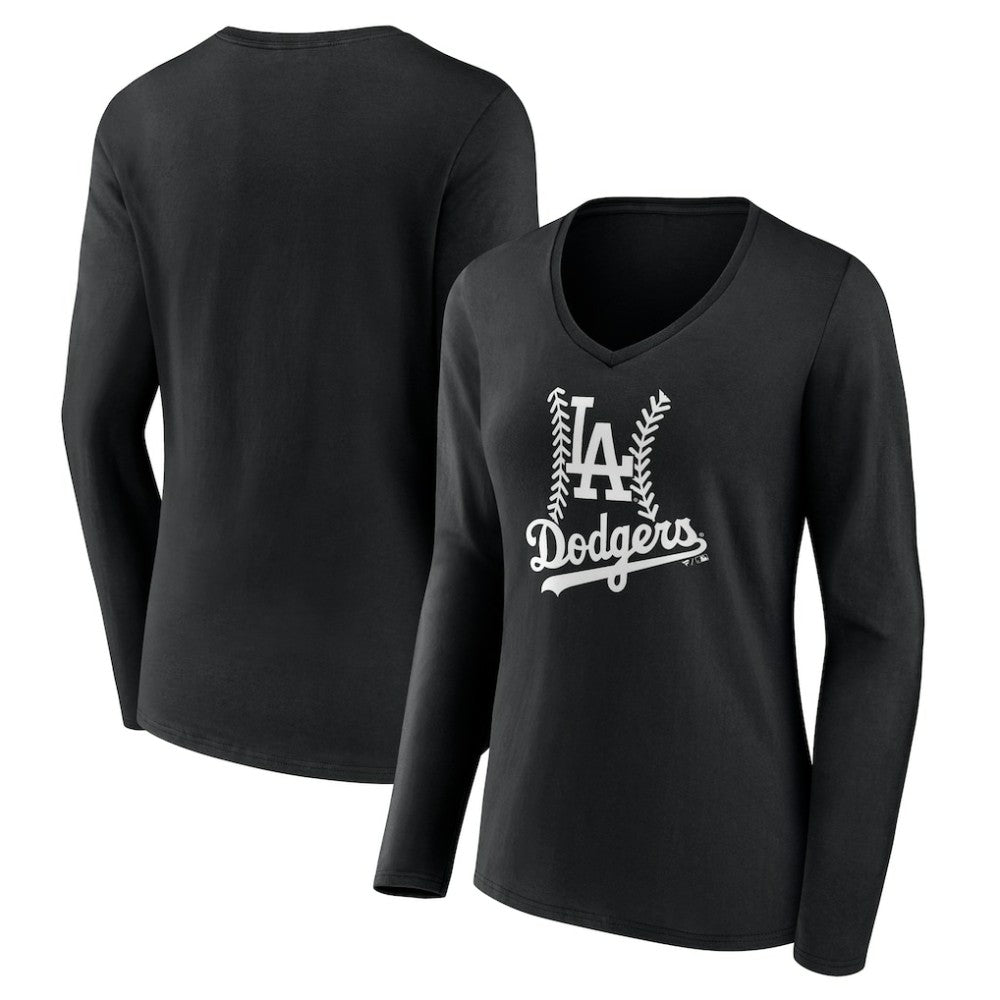 Los Angeles Dodgers Women's Fastball Long Sleeve V-Neck T-Shirt | MLB Outlet