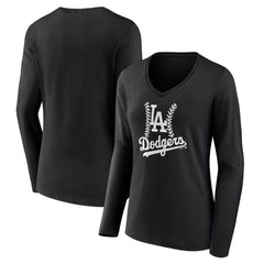 Los Angeles Dodgers Women's Fastball Long Sleeve V-Neck T-Shirt | MLB Outlet
