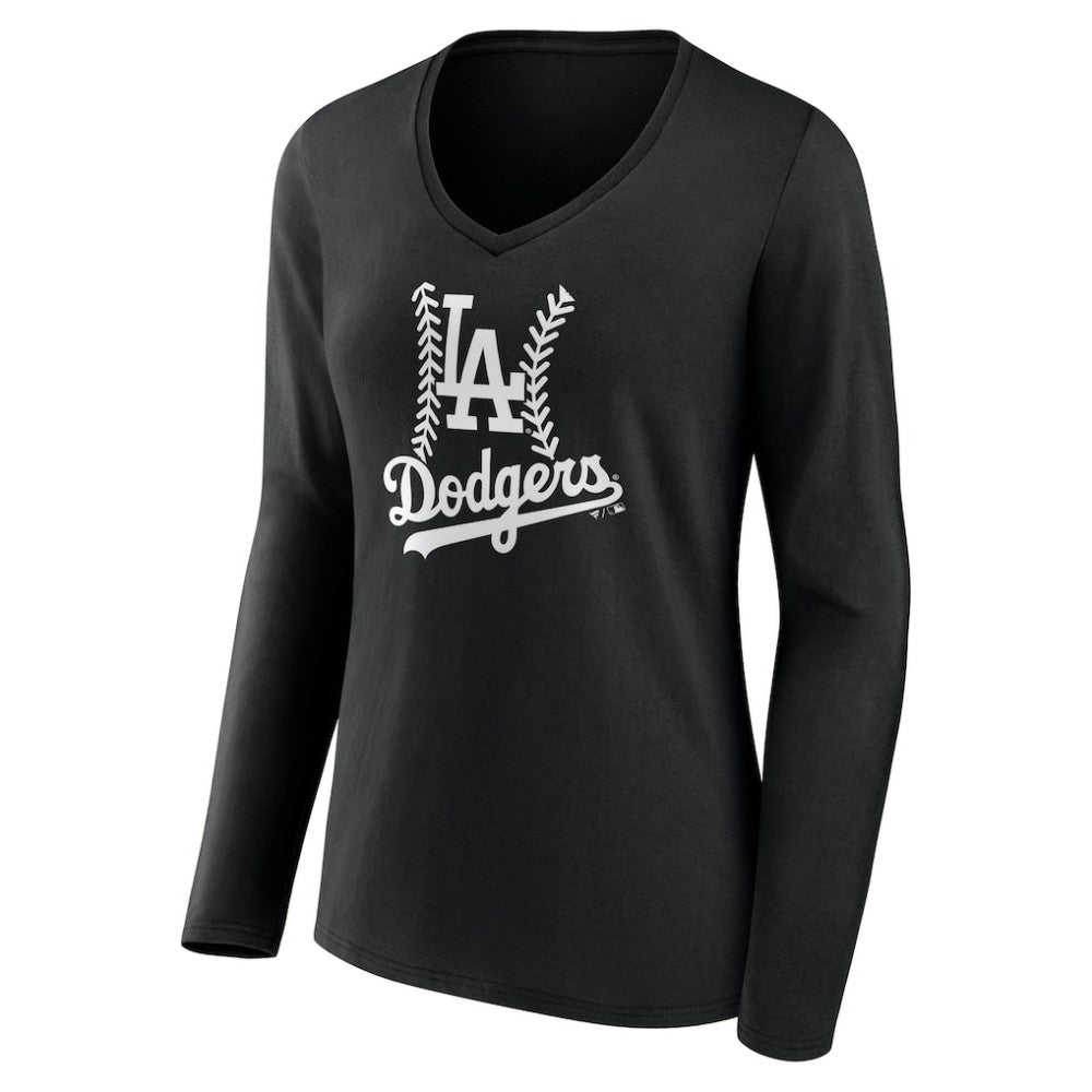 Los Angeles Dodgers Women's Fastball Long Sleeve V-Neck T-Shirt | MLB Outlet
