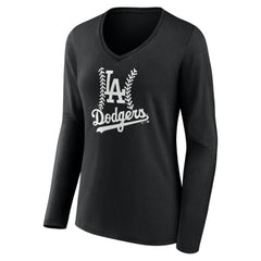 Los Angeles Dodgers Women's Fastball Long Sleeve V-Neck T-Shirt | MLB Outlet