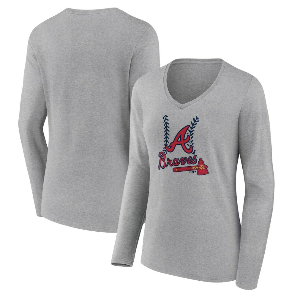 Atlanta Braves Women's Fastball Long Sleeve V-Neck T-Shirt | MLB Near me