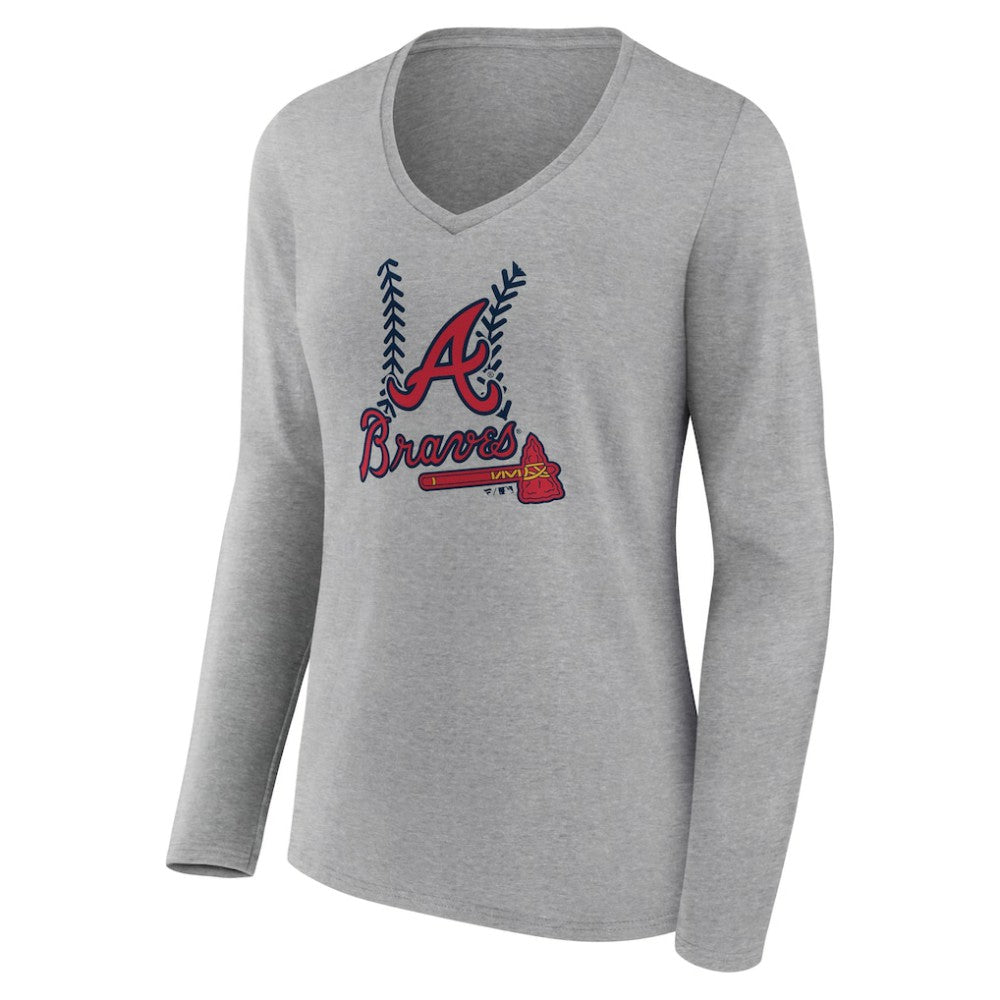 Atlanta Braves Women's Fastball Long Sleeve V-Neck T-Shirt | MLB Near me