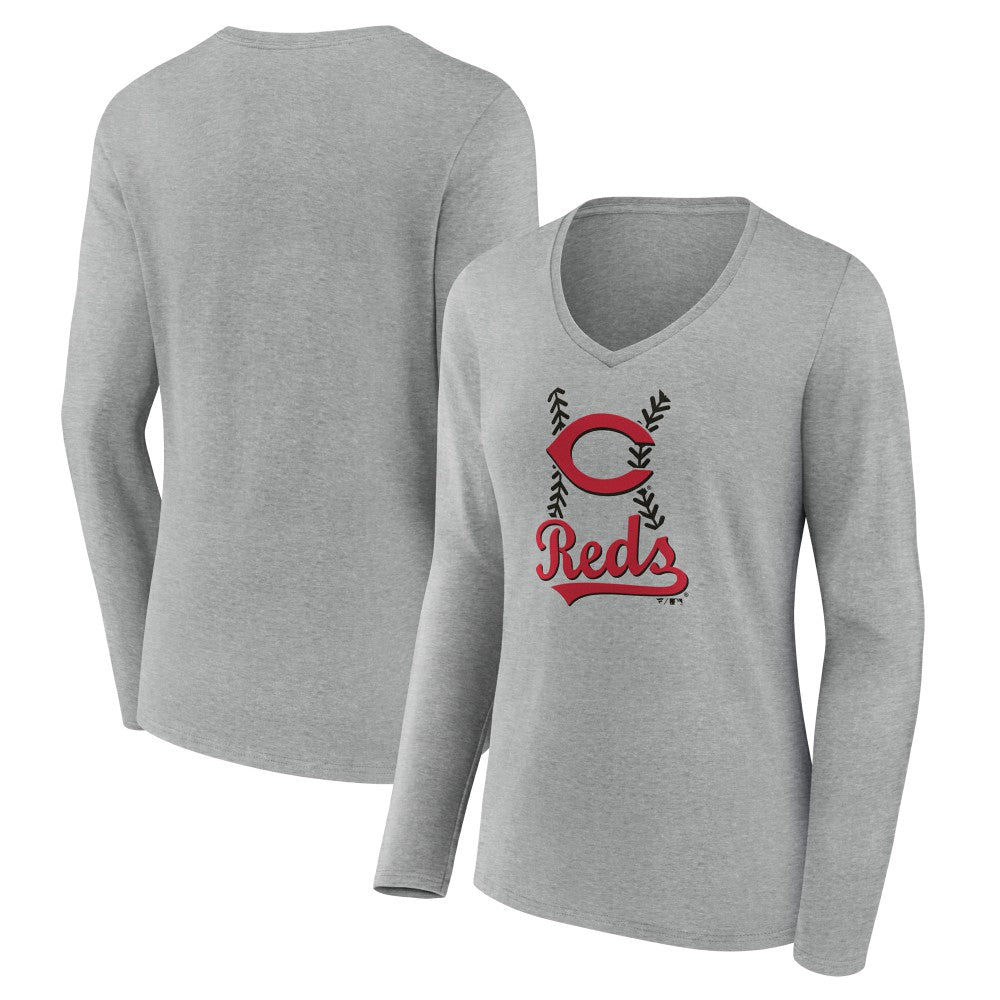 Cincinnati Reds Women's Fastball Long Sleeve V-Neck T-Shirt | MLB Outlet