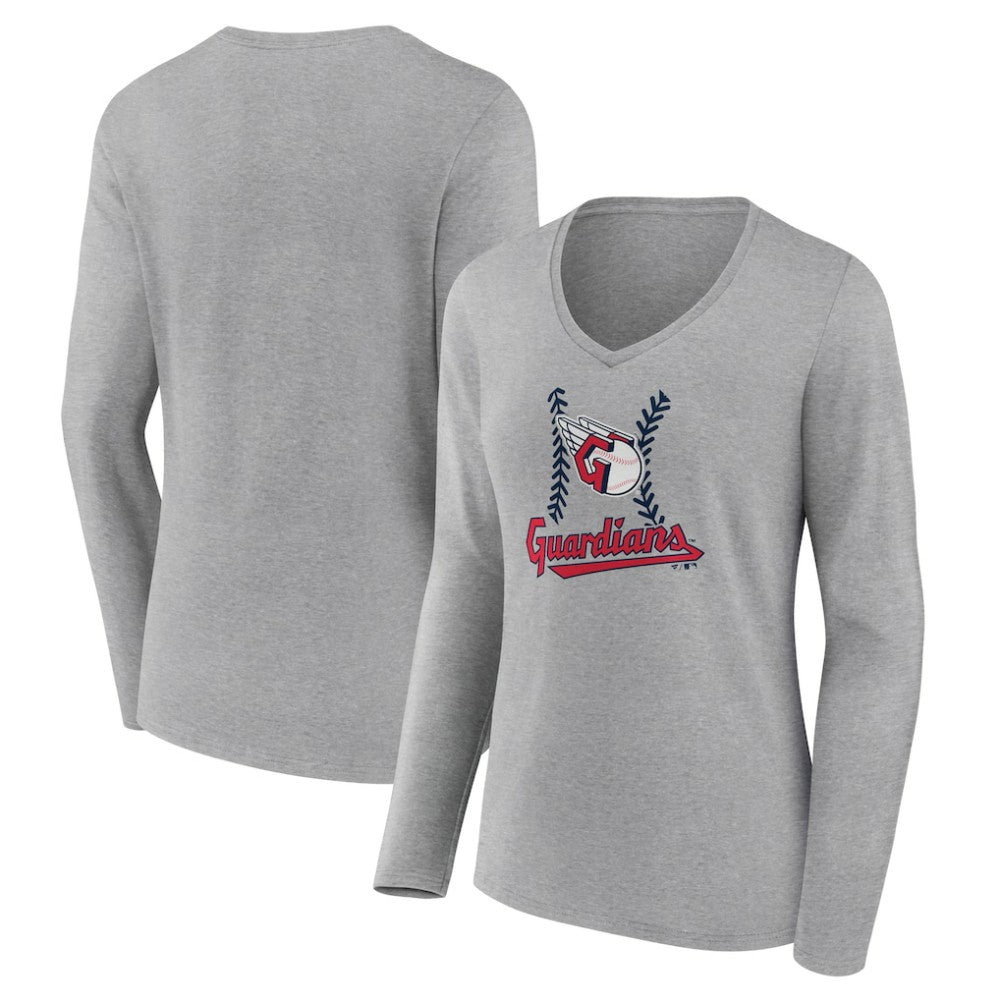 Cleveland Guardians Women's Fastball Long Sleeve V-Neck T-Shirt | MLB Outlet