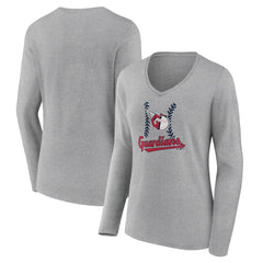 Cleveland Guardians Women's Fastball Long Sleeve V-Neck T-Shirt | MLB Outlet