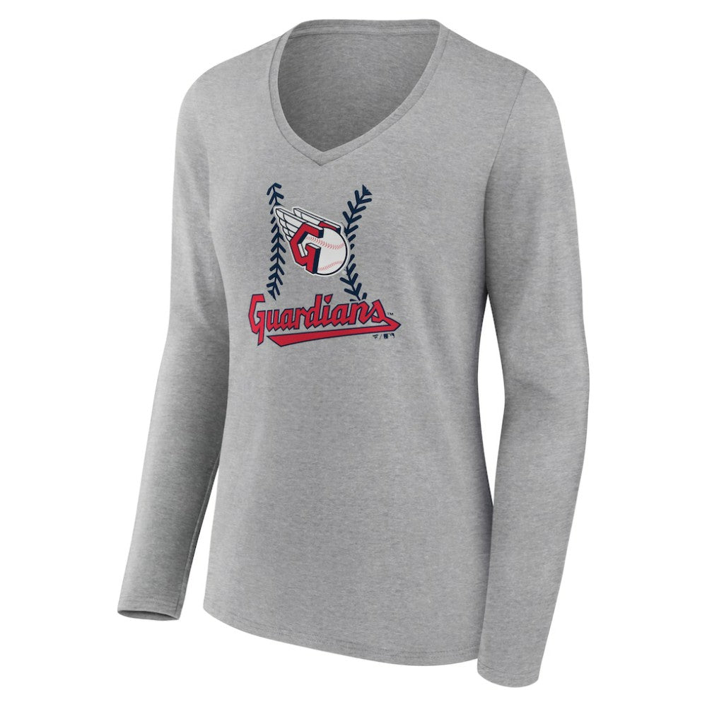 Cleveland Guardians Women's Fastball Long Sleeve V-Neck T-Shirt | MLB Outlet