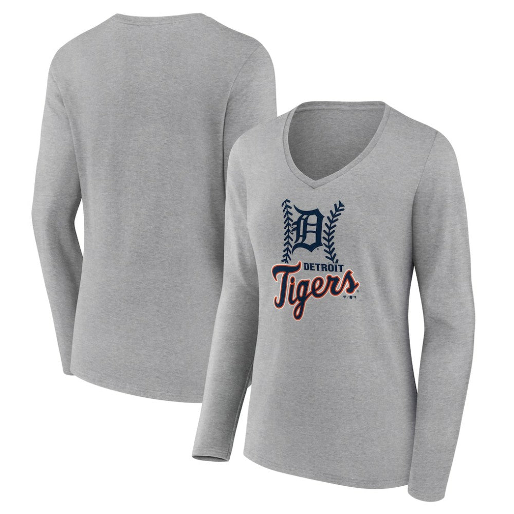 Detroit Tigers Women's Fastball Long Sleeve V-Neck T-Shirt | MLB US