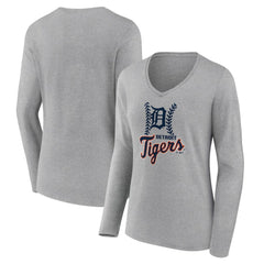 Detroit Tigers Women's Fastball Long Sleeve V-Neck T-Shirt | MLB US