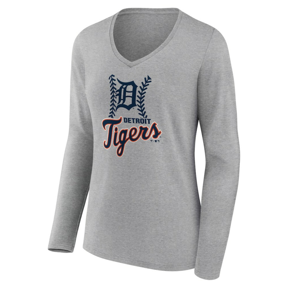 Detroit Tigers Women's Fastball Long Sleeve V-Neck T-Shirt | MLB US