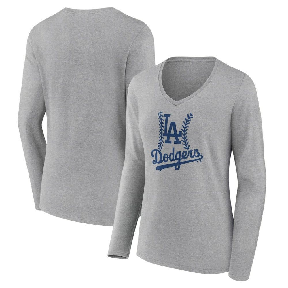Los Angeles Dodgers Women's Fastball Long Sleeve V-Neck T-Shirt | MLB Outlet