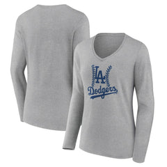 Los Angeles Dodgers Women's Fastball Long Sleeve V-Neck T-Shirt | MLB Outlet