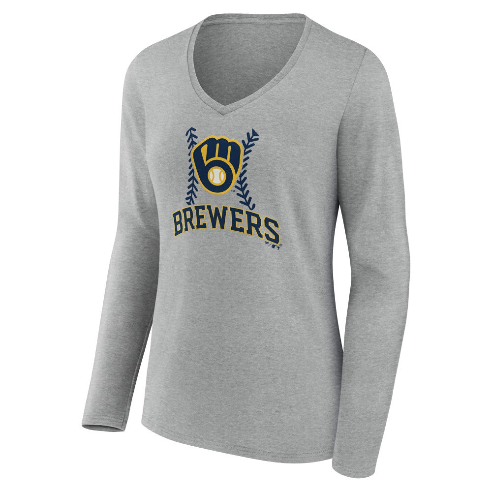 Milwaukee Brewers Women's Fastball Long Sleeve V-Neck T-Shirt | MLB Online