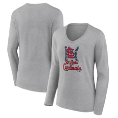 St. Louis Cardinals Women's Fastball Long Sleeve V-Neck T-Shirt | MLB Near me