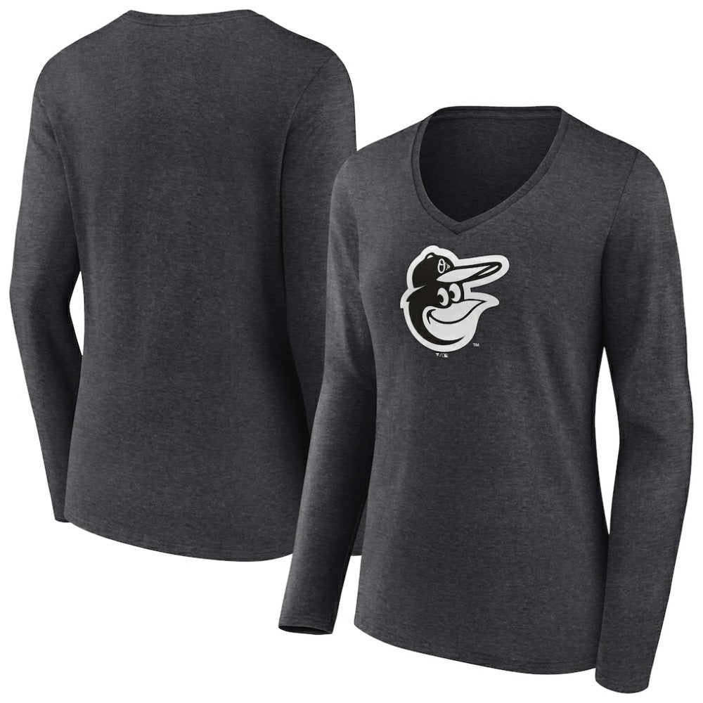 Baltimore Orioles Women's Monochrome Long Sleeve V-Neck T-Shirt | MLB For sale