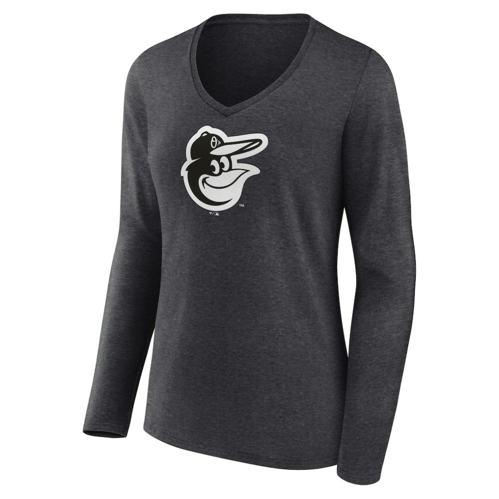Baltimore Orioles Women's Monochrome Long Sleeve V-Neck T-Shirt | MLB For sale