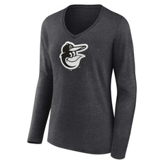 Baltimore Orioles Women's Monochrome Long Sleeve V-Neck T-Shirt | MLB For sale