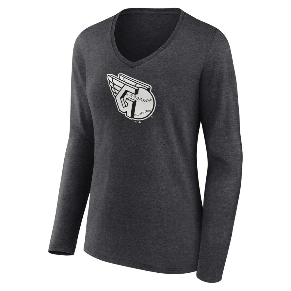 Cleveland Guardians Women's Monochrome Long Sleeve V-Neck T-Shirt | MLB Shop