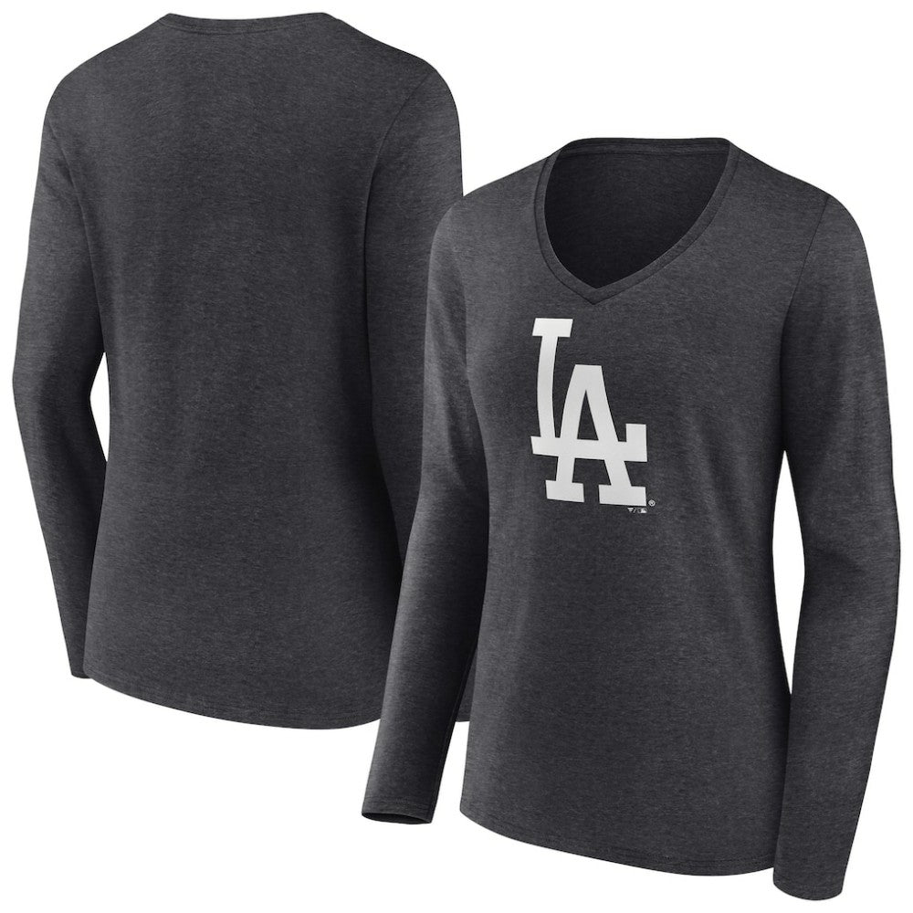 Los Angeles Dodgers Women's Monochrome Long Sleeve V-Neck T-Shirt | MLB Online
