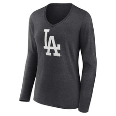 Los Angeles Dodgers Women's Monochrome Long Sleeve V-Neck T-Shirt | MLB Online