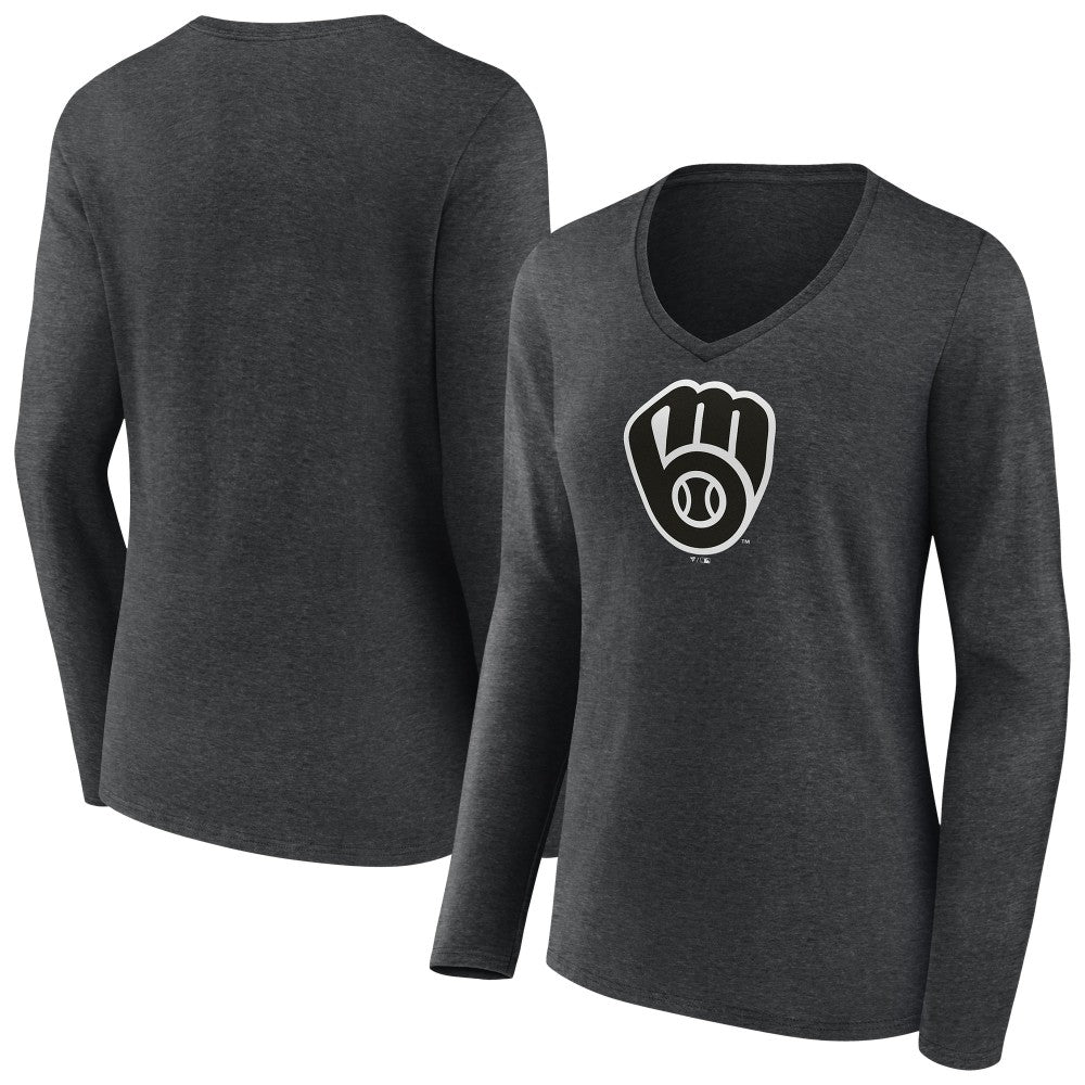 Milwaukee Brewers Women's Monochrome Long Sleeve V-Neck T-Shirt | MLB Shop