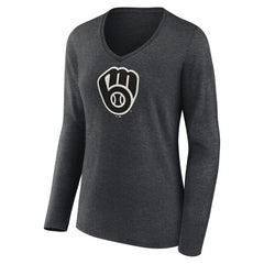 Milwaukee Brewers Women's Monochrome Long Sleeve V-Neck T-Shirt | MLB Shop
