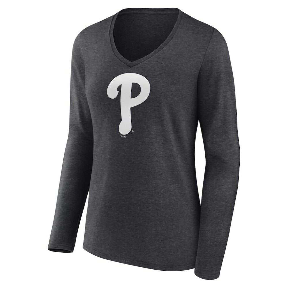 Philadelphia Phillies Women's Monochrome Long Sleeve V-Neck T-Shirt | MLB Shop