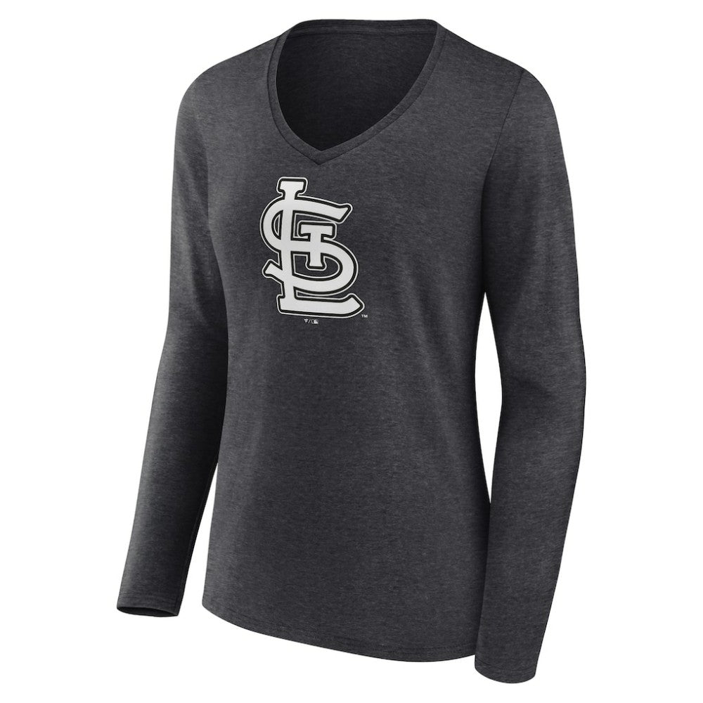 St. Louis Cardinals Women's Monochrome Long Sleeve V-Neck T-Shirt | MLB For sale