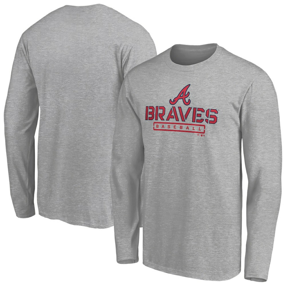Atlanta Braves Evanston Stencil Long Sleeve T-Shirt | MLB For sale