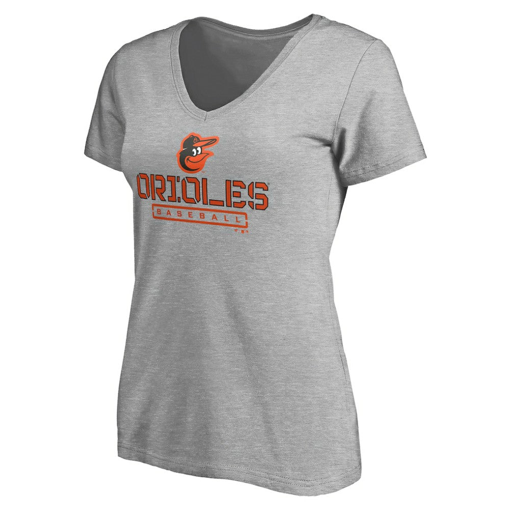 Baltimore Orioles Women's Evanston Stencil V-Neck T-Shirt | MLB New