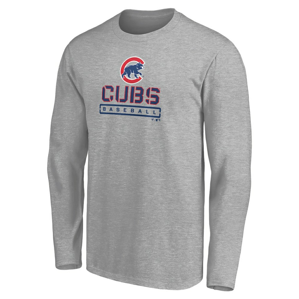 Chicago Cubs Evanston Stencil Long Sleeve T-Shirt | MLB Discount