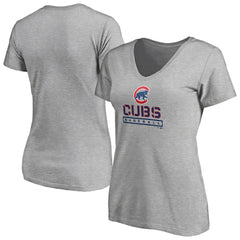 Chicago Cubs Women's Evanston Stencil V-Neck T-Shirt | MLB US