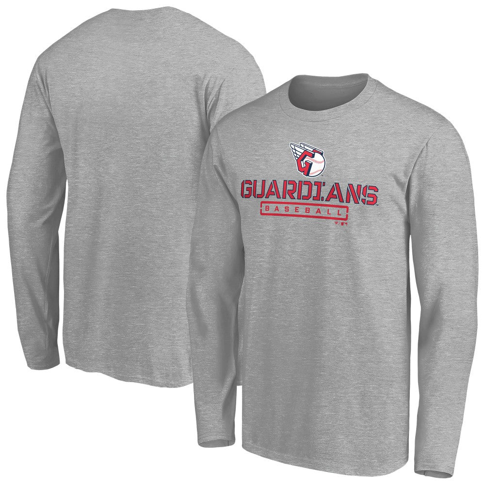 Cleveland Guardians Evanston Stencil Long Sleeve T-Shirt | MLB On Sale
