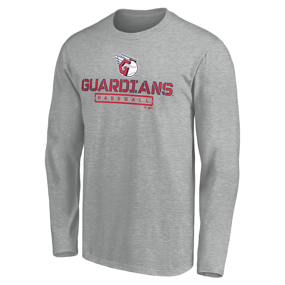 Cleveland Guardians Evanston Stencil Long Sleeve T-Shirt | MLB On Sale