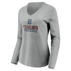 Detroit Tigers Women's Evanston Stencil Long Sleeve V-Neck T-Shirt | MLB Near me