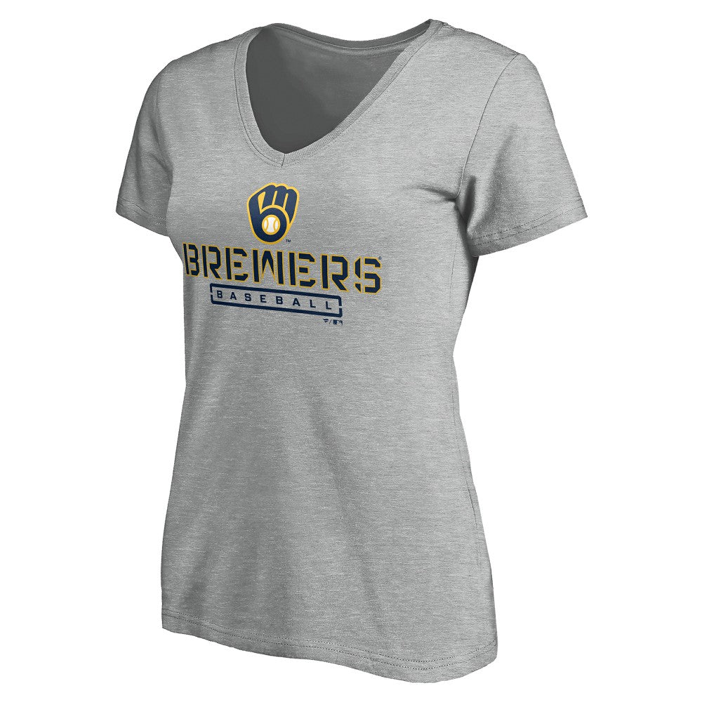 Milwaukee Brewers Women's Evanston Stencil V-Neck T-Shirt | MLB New