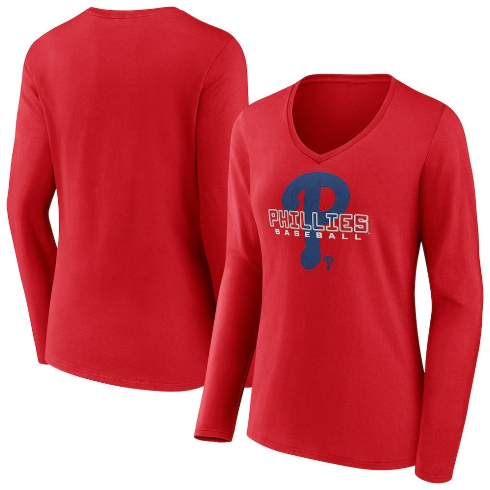 Philadelphia Phillies Women's Stellar Long Sleeve V-Neck T-Shirt | MLB Online