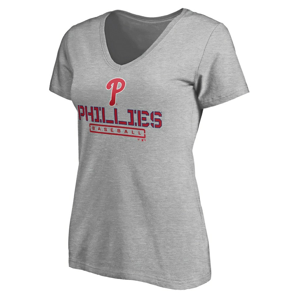 Philadelphia Phillies Women's Evanston Stencil V-Neck T-Shirt | MLB Shop