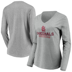 St. Louis Cardinals Women's Evanston Stencil Long Sleeve V-Neck T-Shirt | MLB Outlet