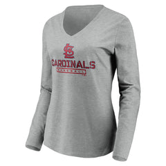 St. Louis Cardinals Women's Evanston Stencil Long Sleeve V-Neck T-Shirt | MLB Outlet