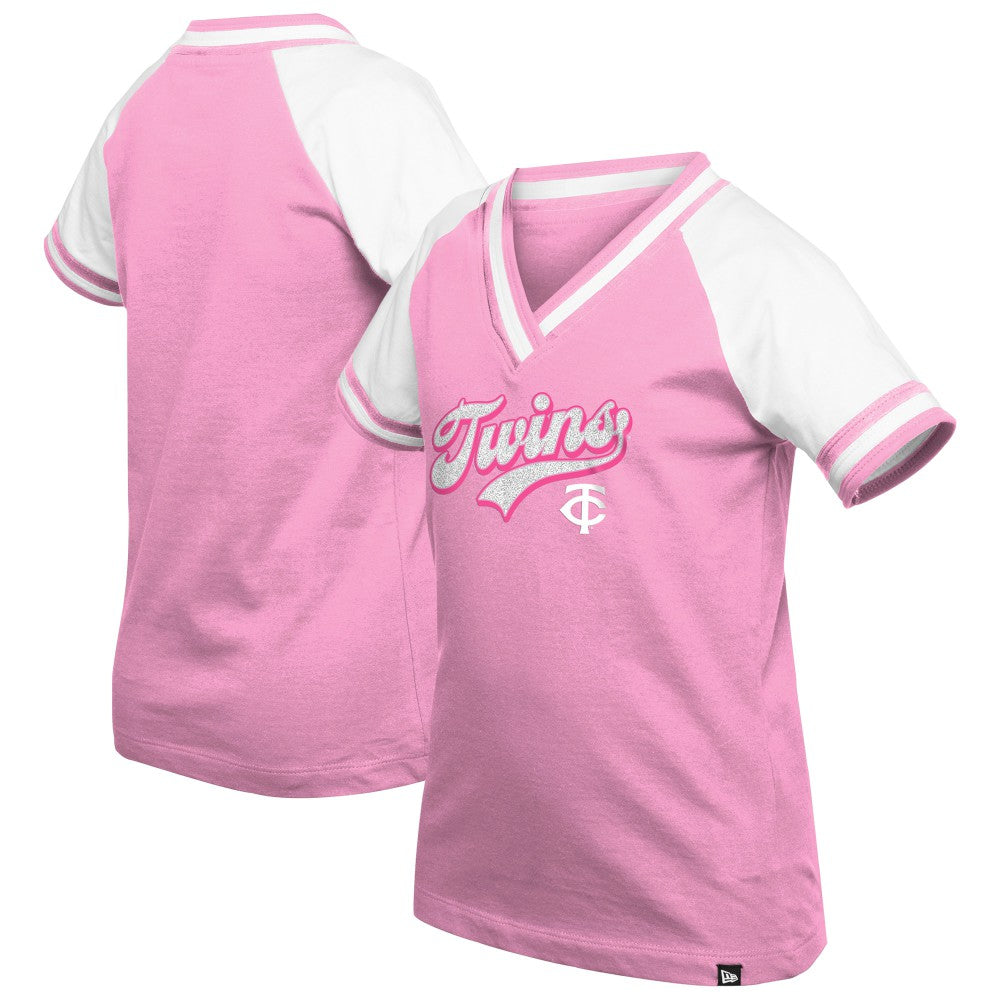 Minnesota Twins New Era Girls Youth Mommy & Me Raglan V-Neck T-Shirt | MLB New