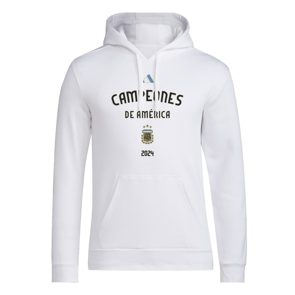 Argentina National Team 2024 Copa America Champions Pullover Hoodie White - Adidas