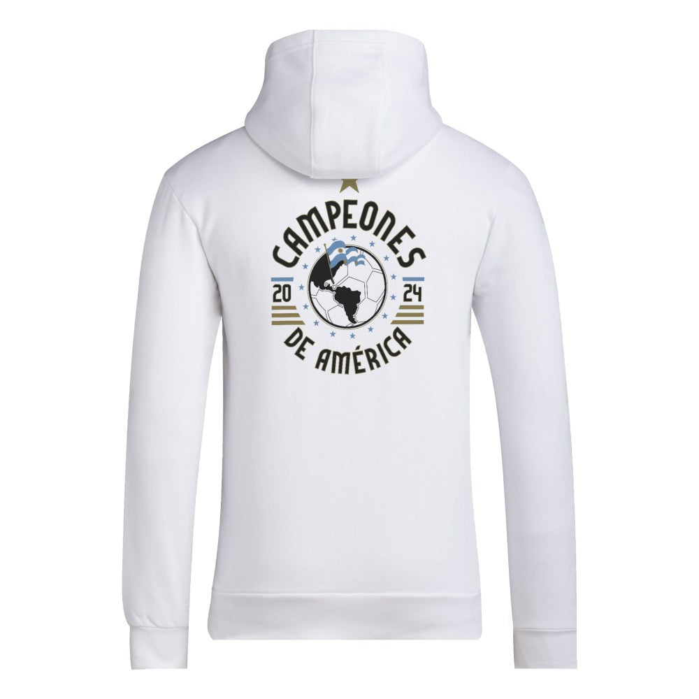 Argentina National Team 2024 Copa America Champions Pullover Hoodie White - Adidas