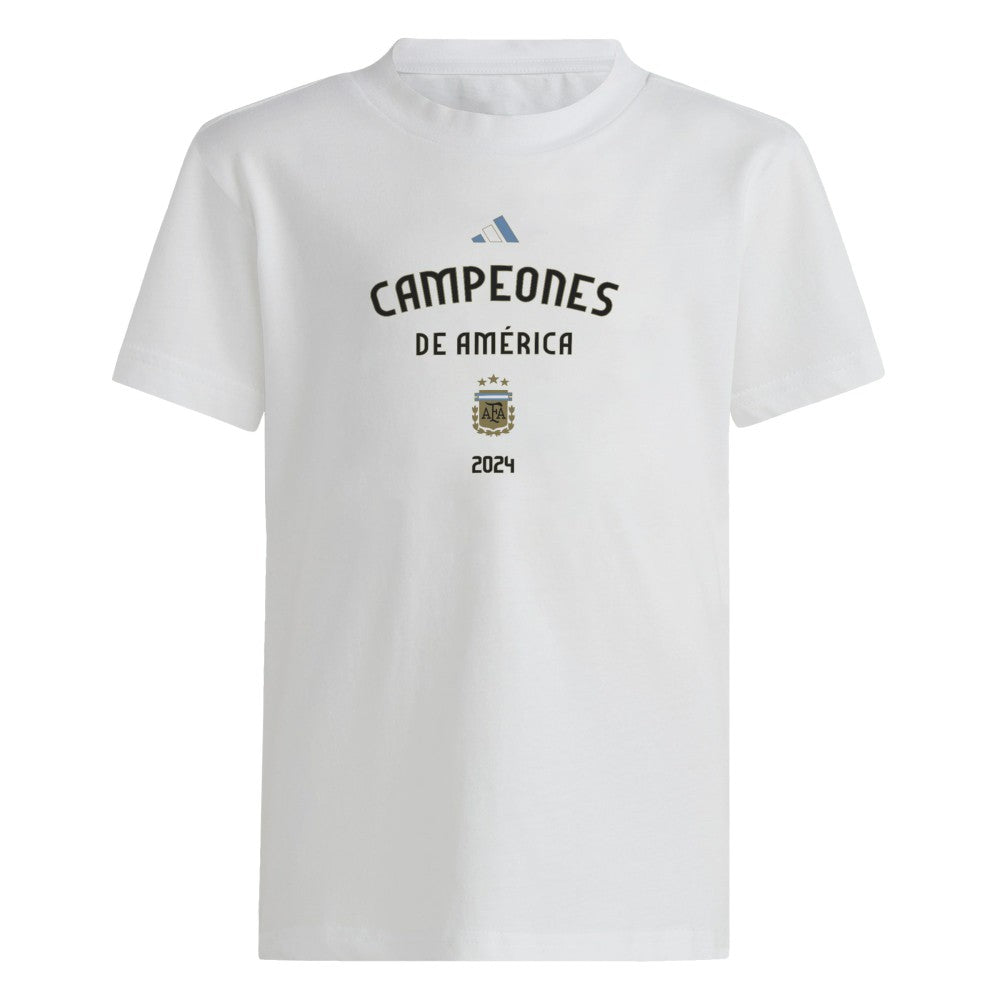 Argentina National Team Youth 2024 Copa America Champions T-Shirt White - Adidas
