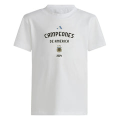 Argentina National Team Youth 2024 Copa America Champions T-Shirt White - Adidas
