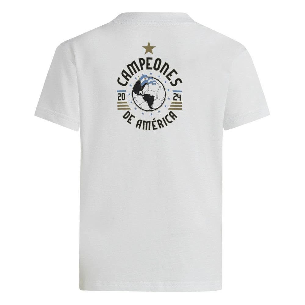 Argentina National Team Youth 2024 Copa America Champions T-Shirt White - Adidas
