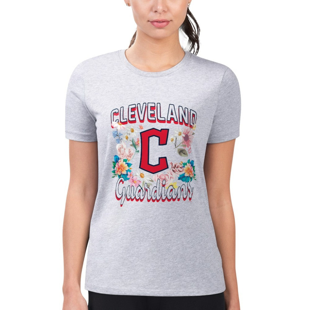 Cleveland Guardians G-III 4Her by Carl Banks Women's Super-Slim Fit Lightweight Flowers Graphic T-Shirt | MLB On Sale