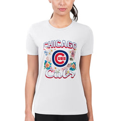 Chicago Cubs G-III 4Her by Carl Banks Women's Super-Slim Fit Lightweight Flowers Graphic T-Shirt | MLB Shop