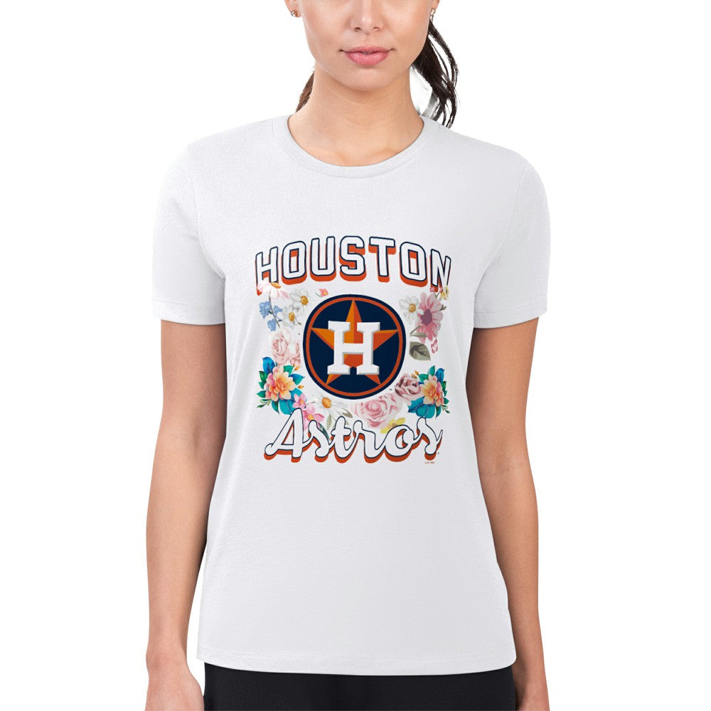 Houston Astros G-III 4Her by Carl Banks Women's Super-Slim Fit Lightweight Flowers Graphic T-Shirt | MLB New