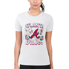 Atlanta Braves G-III 4Her by Carl Banks Women's Super-Slim Fit Lightweight Flowers Graphic T-Shirt | MLB New